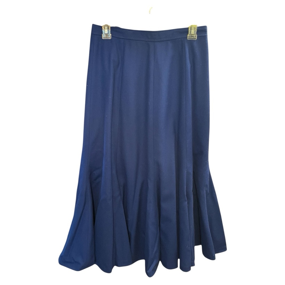 NWT 80s Vintage Royal Blue 100% Wool Giorgio Sant’Angelo Midi Trumpet Skirt 10